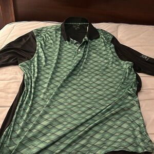 Men's Green Patterned Polo Shirt Adidas Size XXL ClimaCool